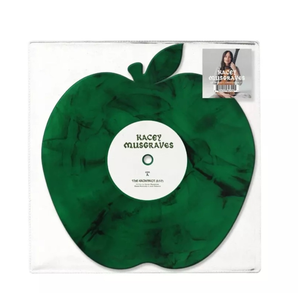 KACEY MUSGRAVES’ THE ARCHITECT; 7” DIE CUT VINYL-GREEN MARBLED APPLE, RARE ITEM
